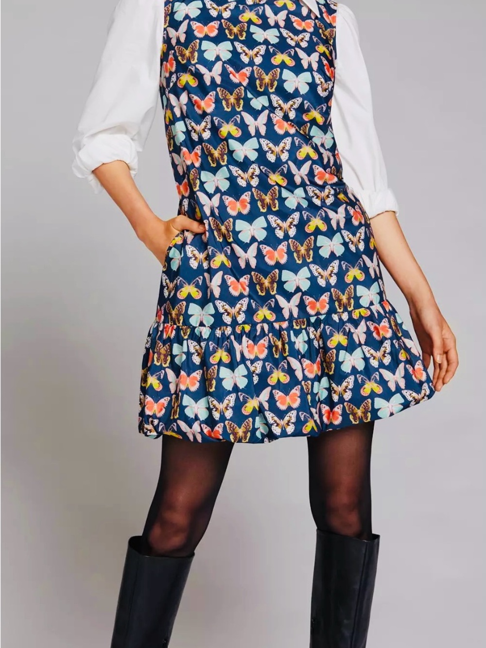 Anthropologie Maeve Butterfly Print Navy Dress - Size 0P - Mint condition